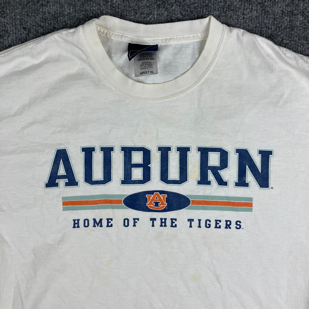 AS Sports T-Shirt Mens XL White Auburn Tigers Graphic College Football Tee